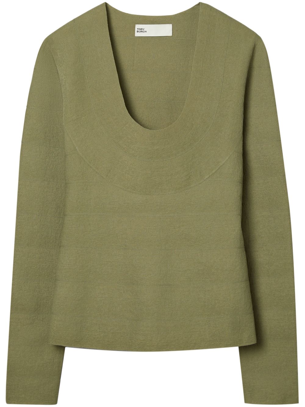 Tory Burch U-neck long-sleeve top - Green von Tory Burch