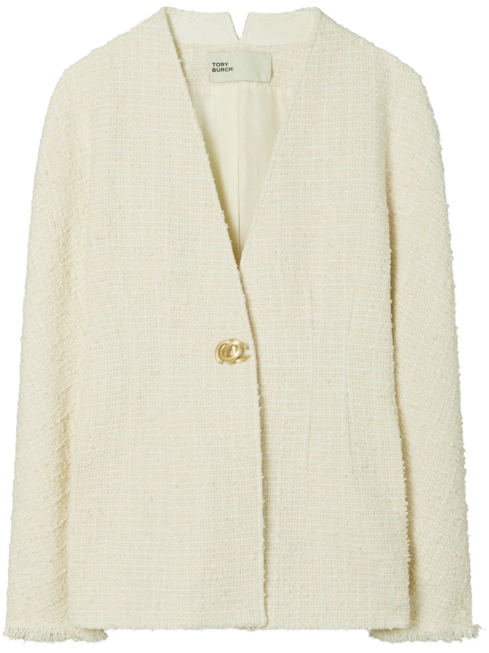 Tory Burch V-neck tweed jacket - Neutrals von Tory Burch