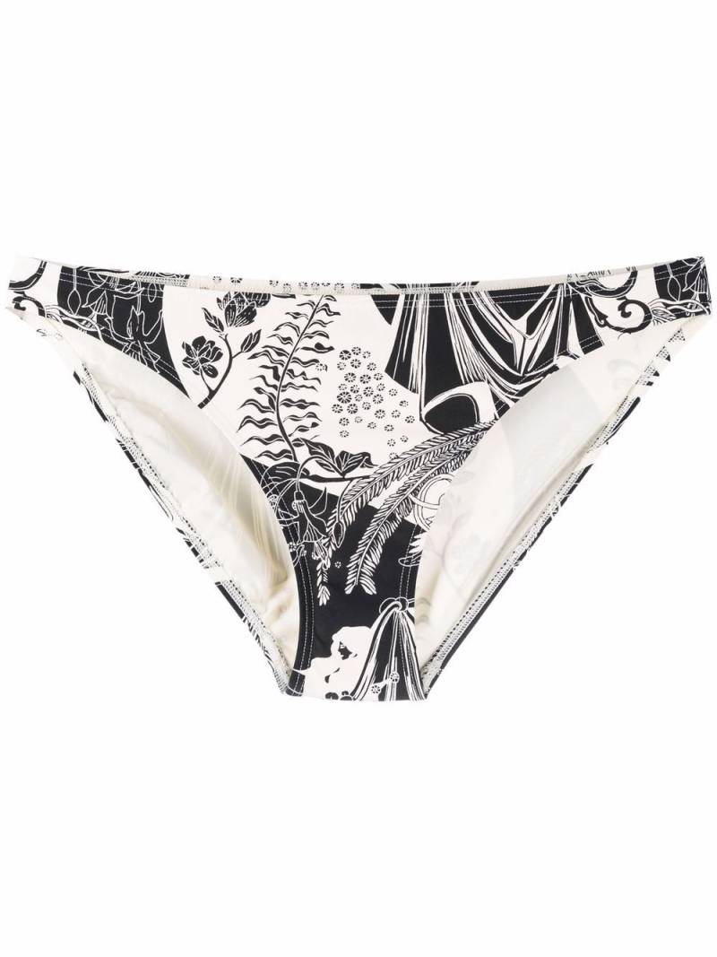 Tory Burch botanical-print slip-on bikini briefs - Neutrals von Tory Burch