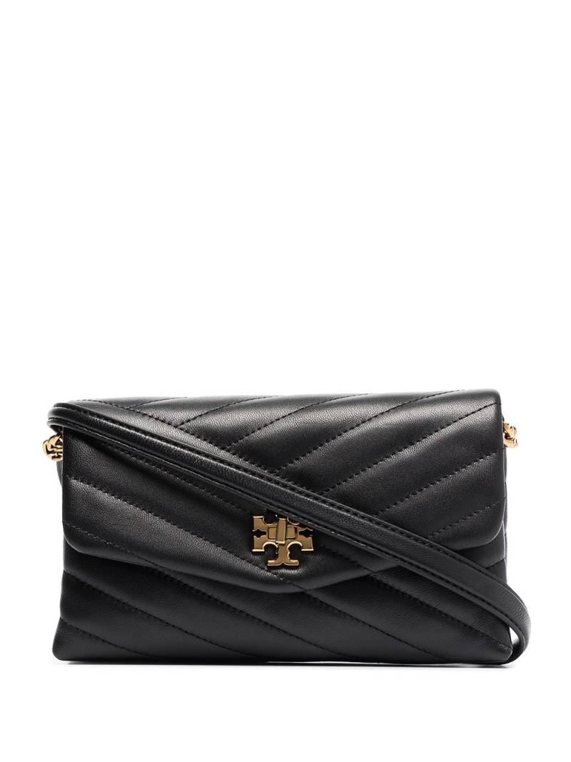 Tory Burch chevron leather chain wallet - Black von Tory Burch