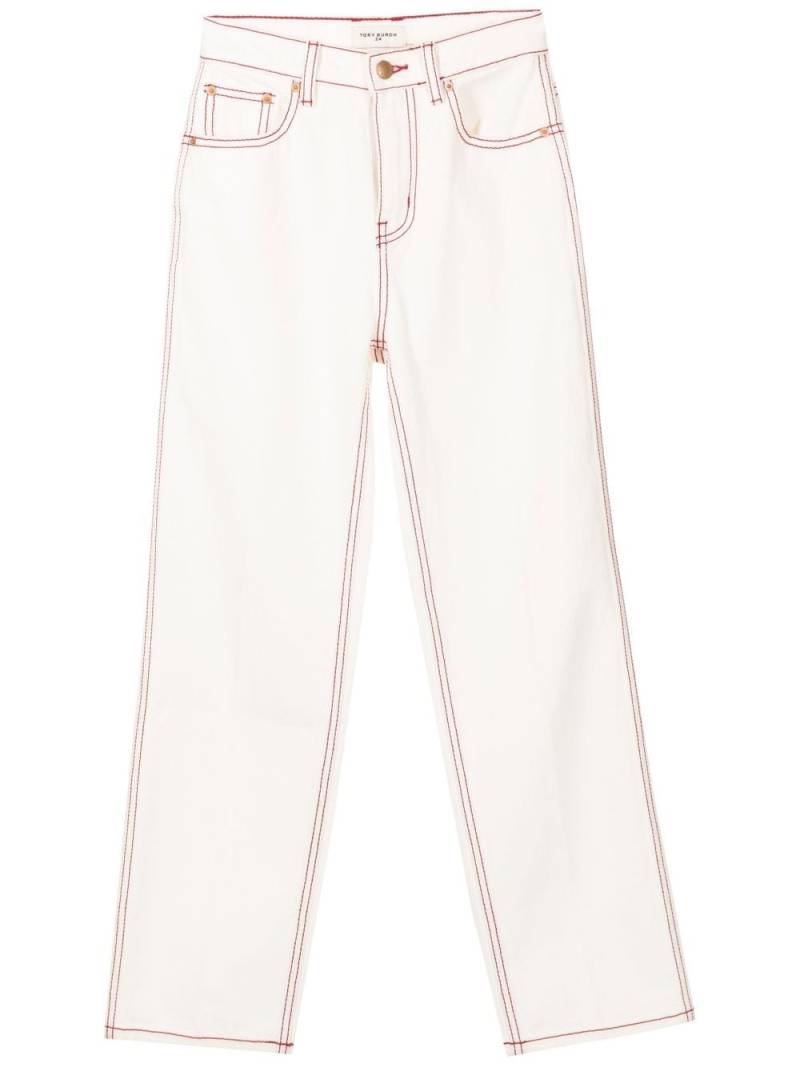 Tory Burch contrast-stitching straight jeans - White von Tory Burch