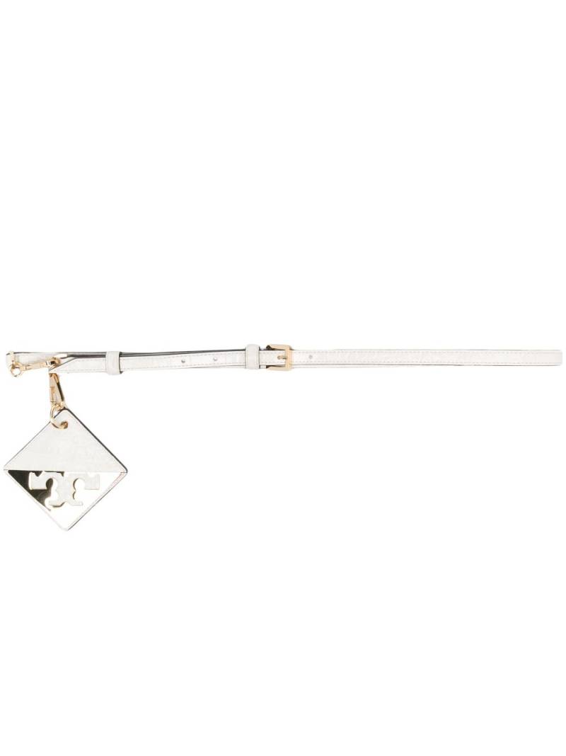 Tory Burch crocodile-embossed mirror logo belt - White von Tory Burch