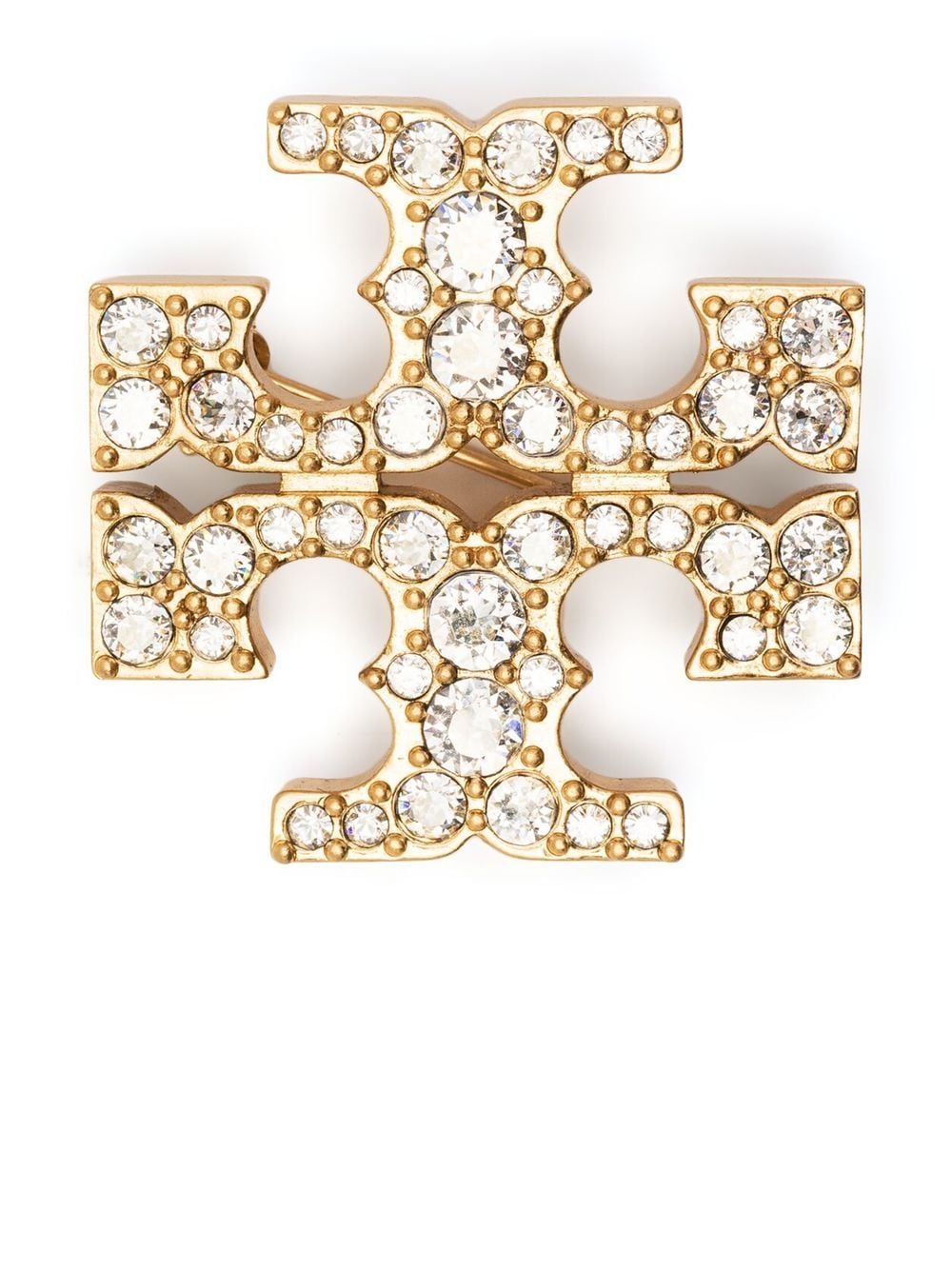 Tory Burch crystal-embellished logo broach - Gold von Tory Burch