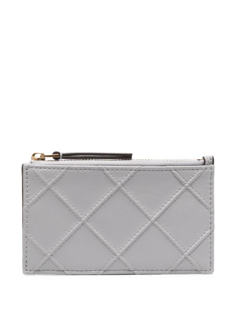 Tory Burch diamond-quilted leather wallet - Grey von Tory Burch