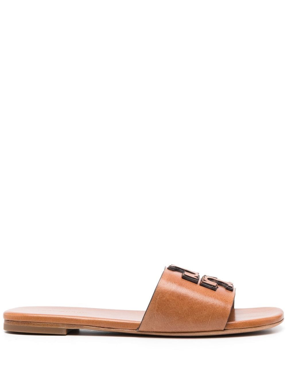 Tory Burch embossed-logo leather slides - Brown von Tory Burch