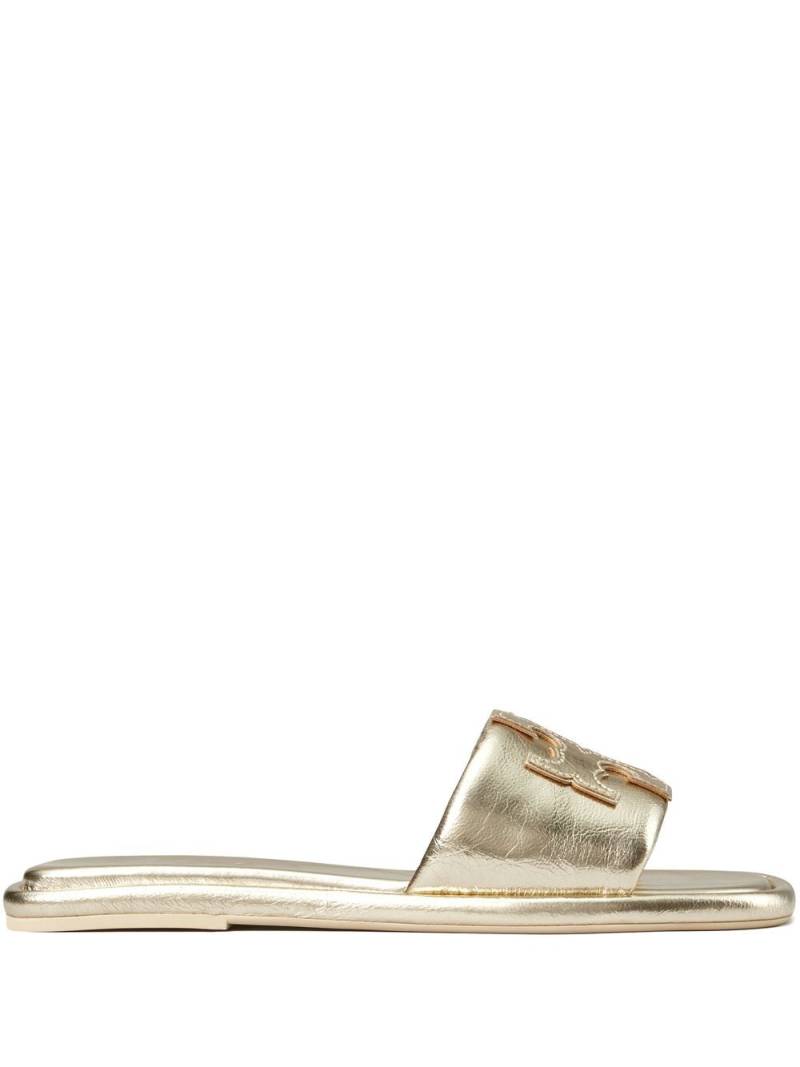 Tory Burch Double T Sport slides - Gold von Tory Burch