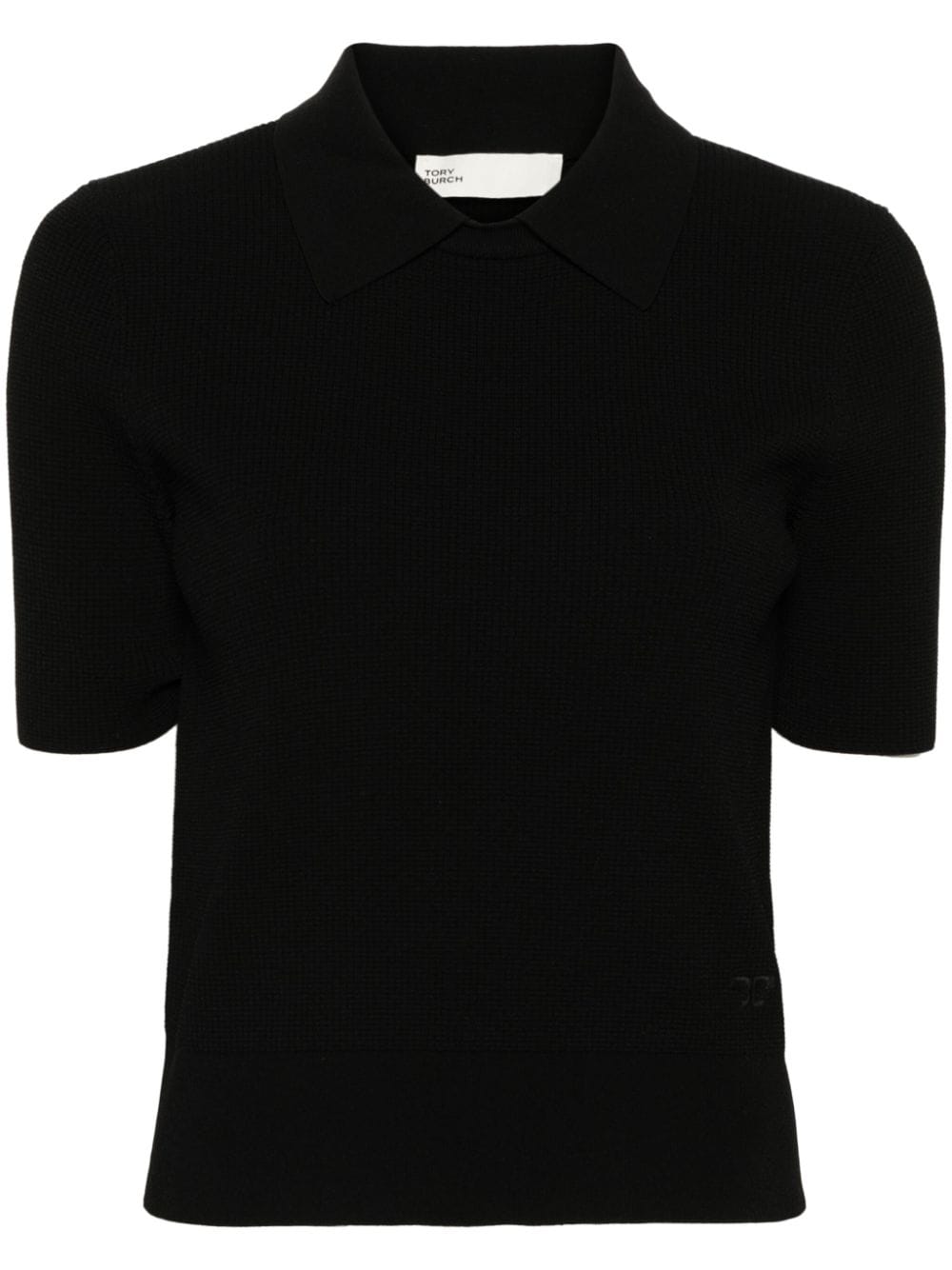 Tory Burch knitted polo top - Black von Tory Burch