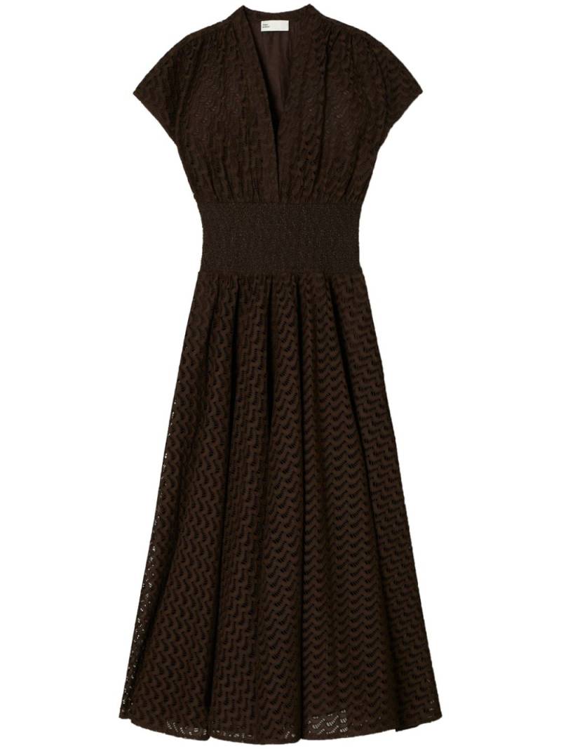 Tory Burch embroidered cotton midi dress - Brown von Tory Burch