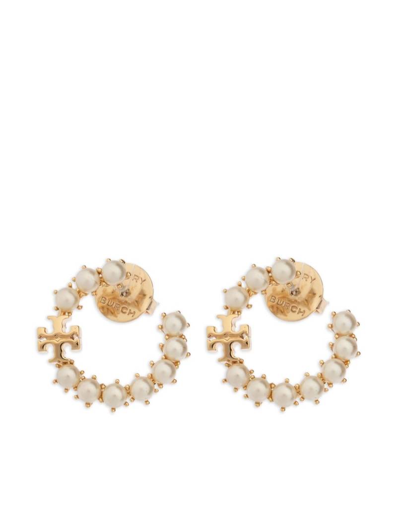 Tory Burch Kira pearl hoop earring - Neutrals von Tory Burch