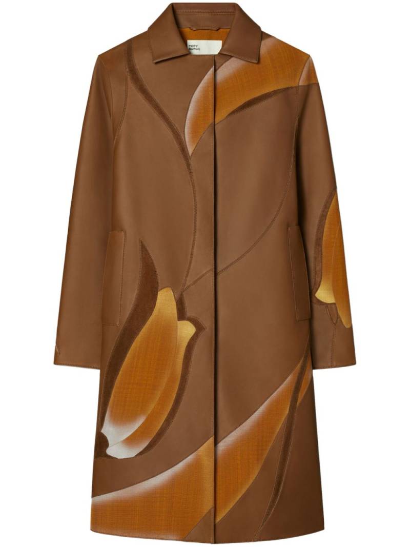 Tory Burch floral-embroidered coat - Brown von Tory Burch