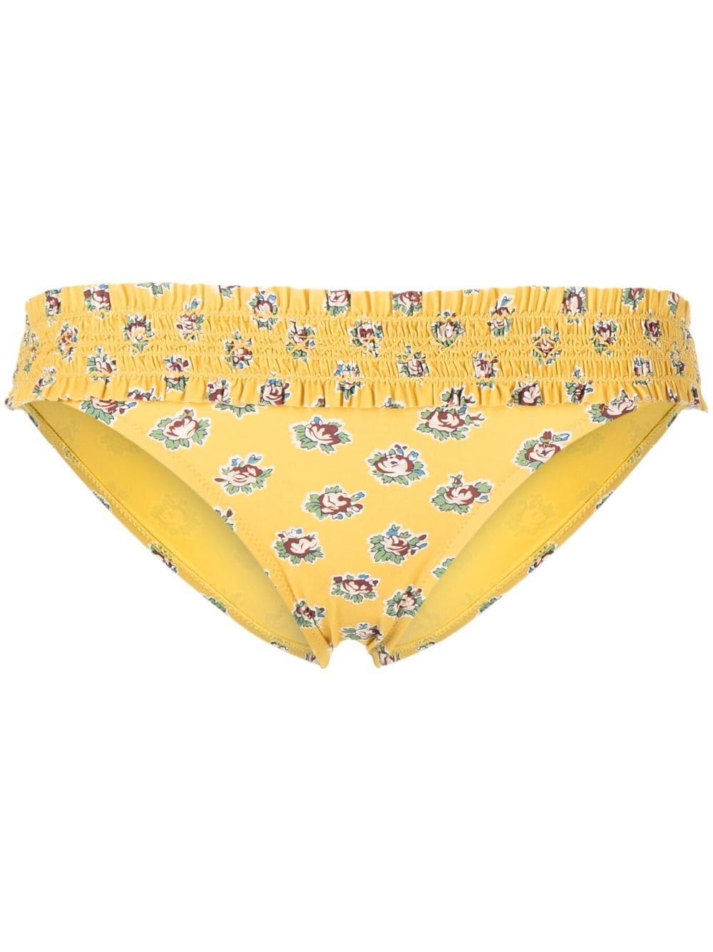 Tory Burch floral-print smocked bikini bottoms - Yellow von Tory Burch