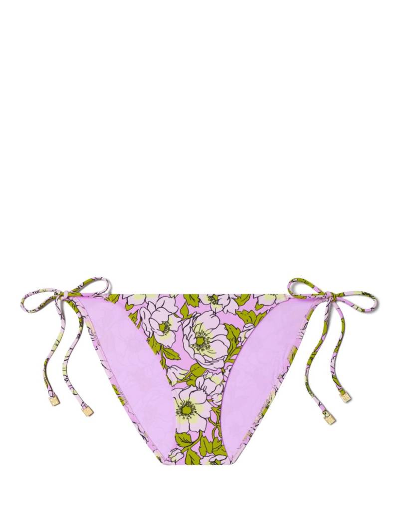 Tory Burch floral-print string bikini bottoms - Purple von Tory Burch