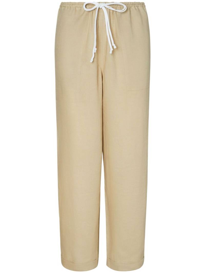 Tory Burch linen straight trousers - Neutrals von Tory Burch