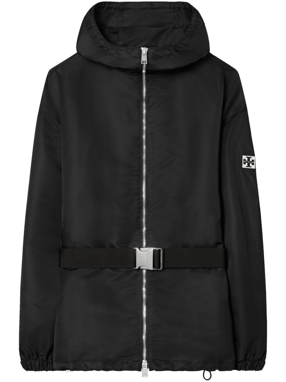 Tory Burch logo-appliqué hooded jacket - Black von Tory Burch