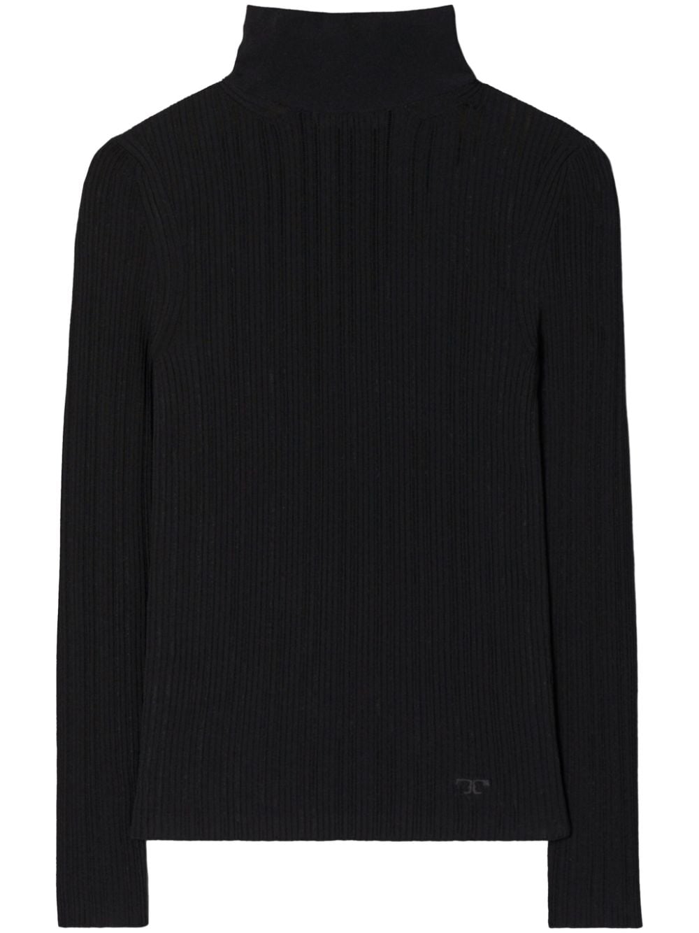 Tory Burch logo-embroidered high-neck jumper - Black von Tory Burch