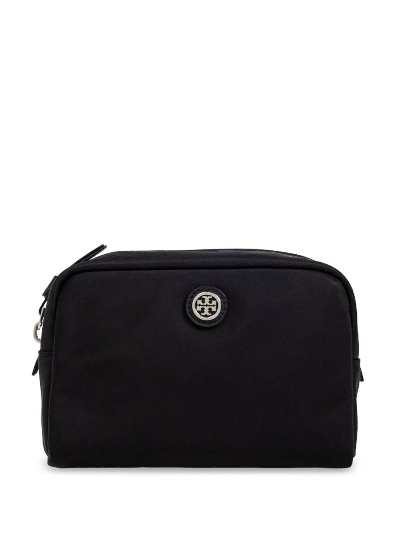 Tory Burch logo-plaque makeup bag - Black von Tory Burch