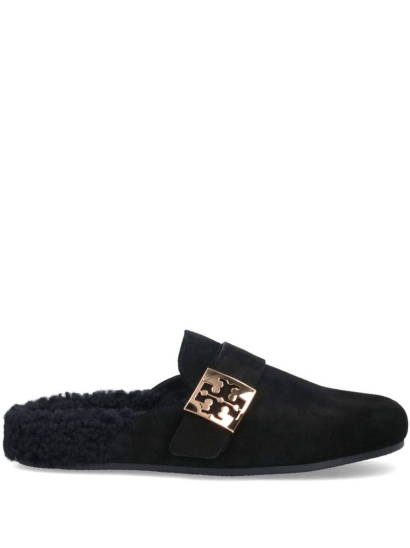 Tory Burch logo-plaque mules - Black von Tory Burch