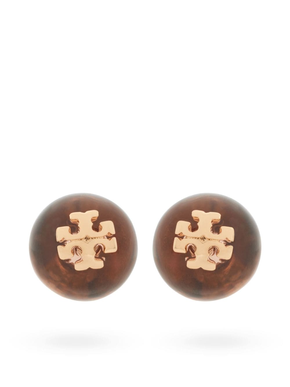 Tory Burch logo resin stud earrings - Brown von Tory Burch