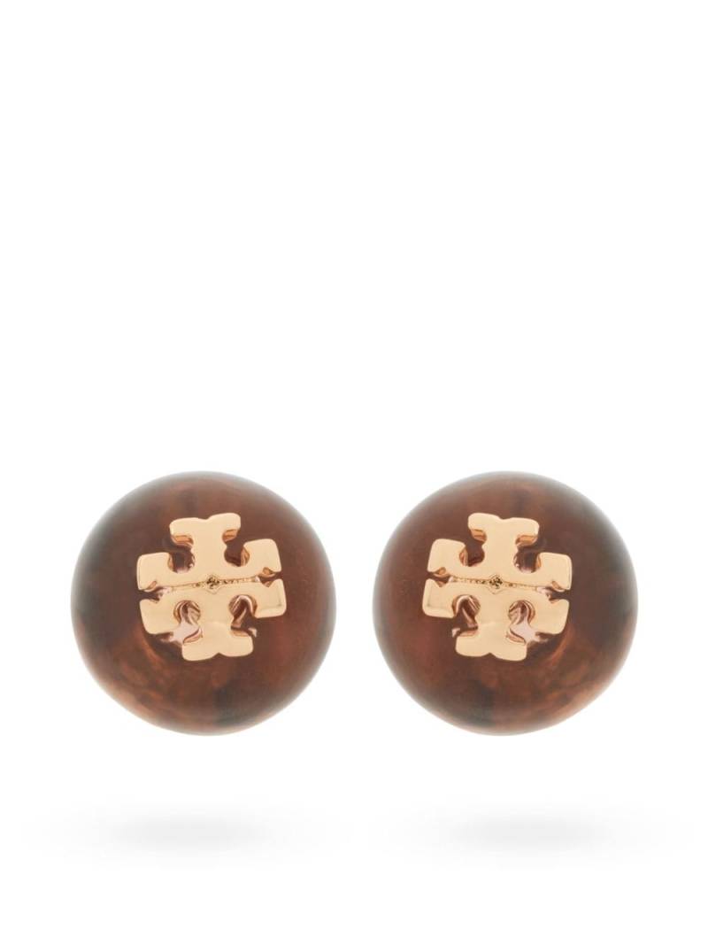 Tory Burch logo resin stud earrings - Brown von Tory Burch