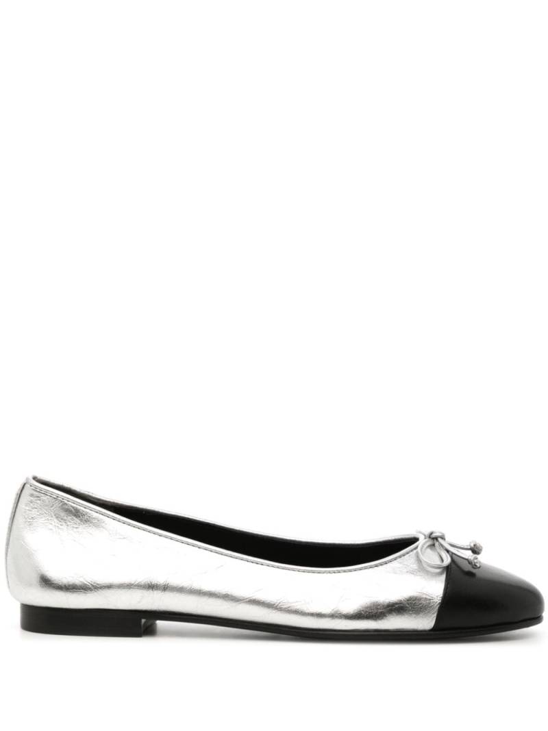 Tory Burch metallic-effect leather ballerinas - Silver von Tory Burch