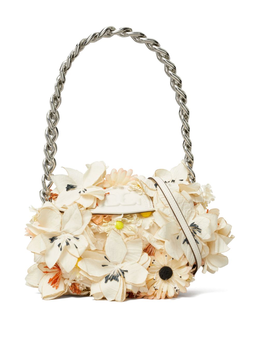 Tory Burch mini Fleming Soft Crescent floral-embellished shoulder bag - Neutrals von Tory Burch