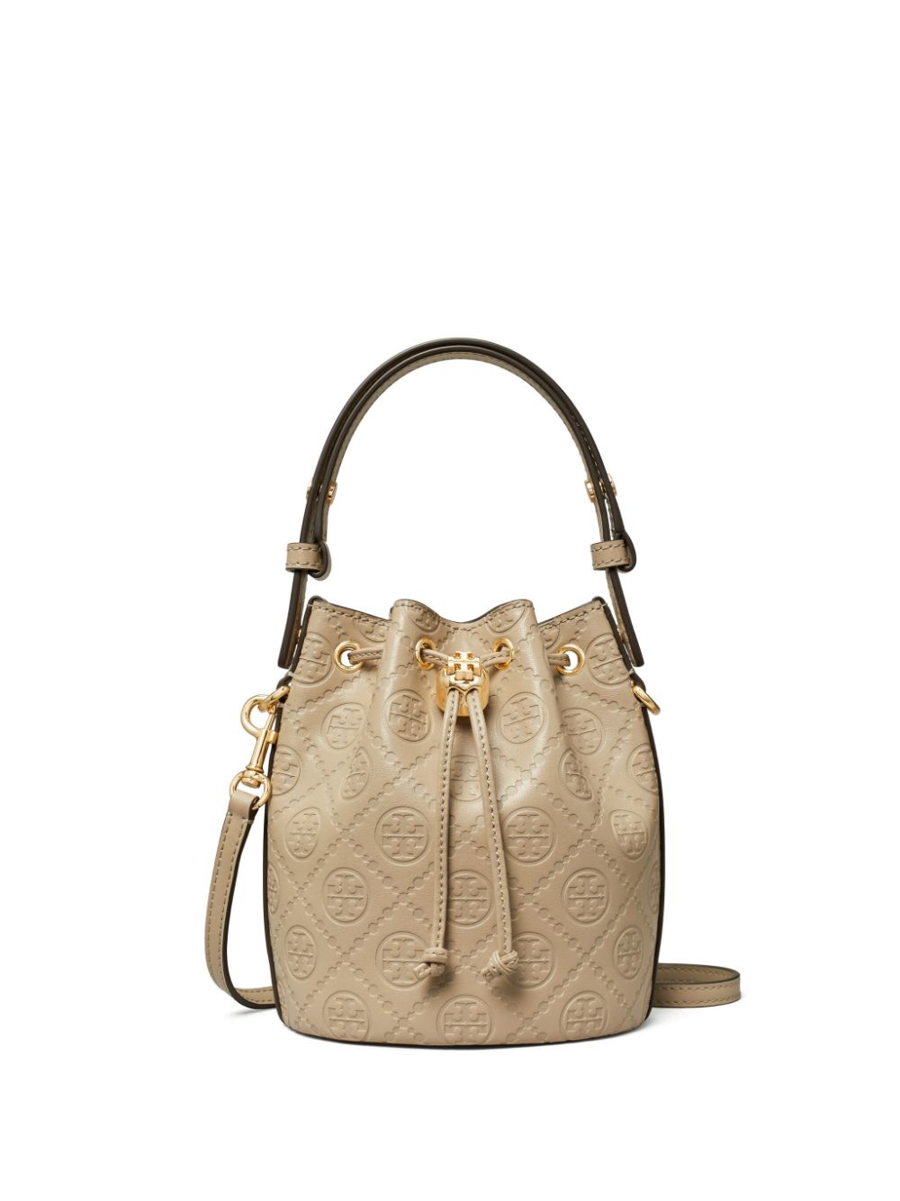 Tory Burch mini T Monogram leather bucket bag - Neutrals von Tory Burch