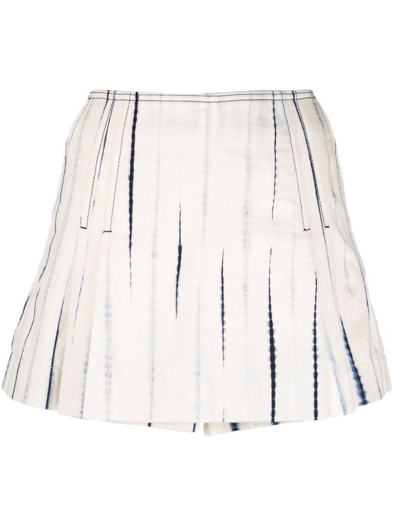 Tory Burch pleated cotton shorts - Neutrals von Tory Burch