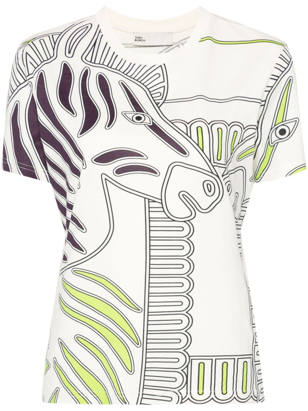 Tory Burch zebra-print cotton T-shirt - Neutrals von Tory Burch