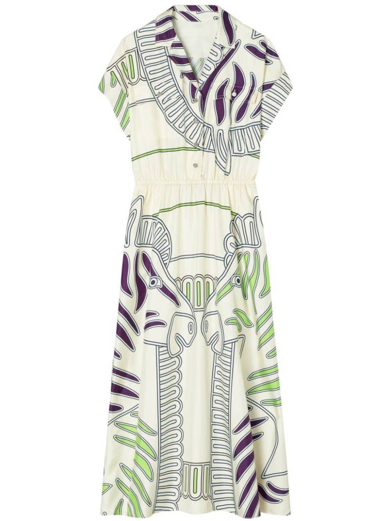 Tory Burch printed silk twill shirtdress - Neutrals von Tory Burch