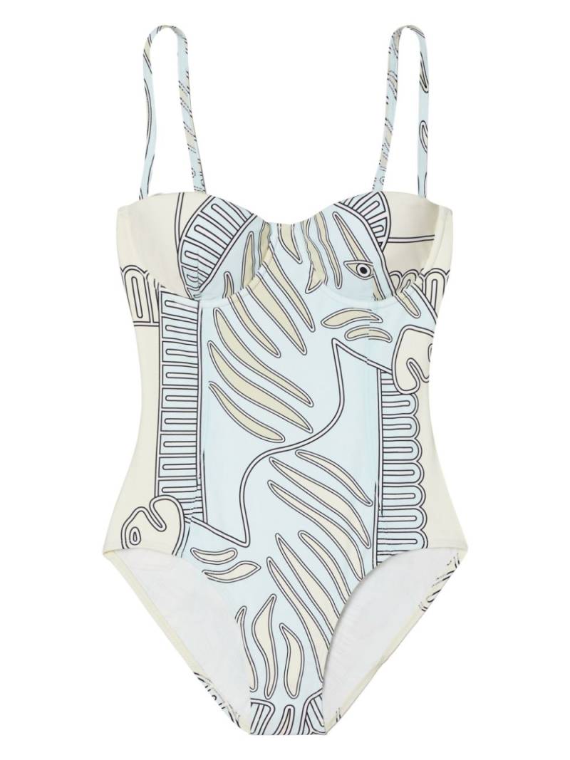 Tory Burch printed underwire-cup one-piece - Blue von Tory Burch