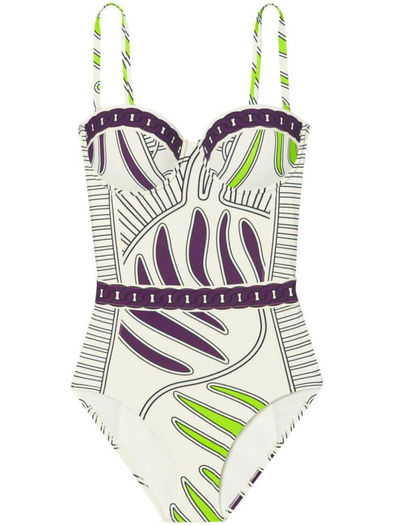 Tory Burch printed underwire-cup one-piece - White von Tory Burch