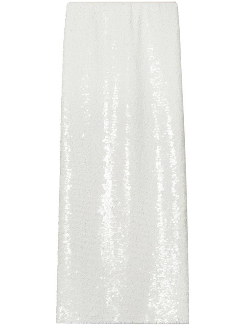 Tory Burch sequinned straight midi skirt - White von Tory Burch