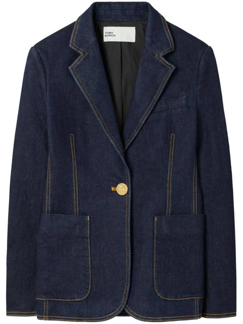 Tory Burch single-breasted denim blazer - Blue von Tory Burch