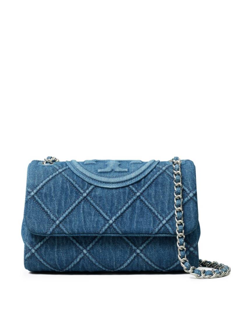 Tory Burch small Fleming denim shoulder bag - Blue von Tory Burch