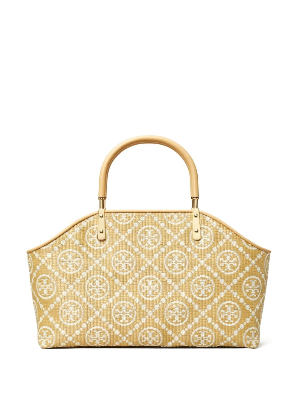 Tory Burch small monogram-jacquard raffia tote bag - Neutrals von Tory Burch