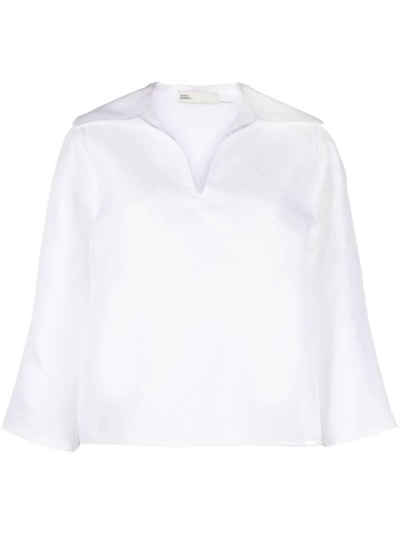 Tory Burch spread-collar silk shirt - White von Tory Burch