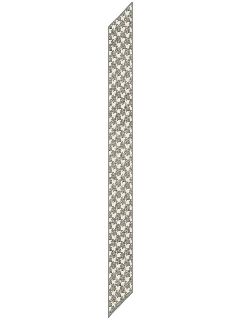 Tory Burch zebra-print silk ribbon tie - Neutrals von Tory Burch