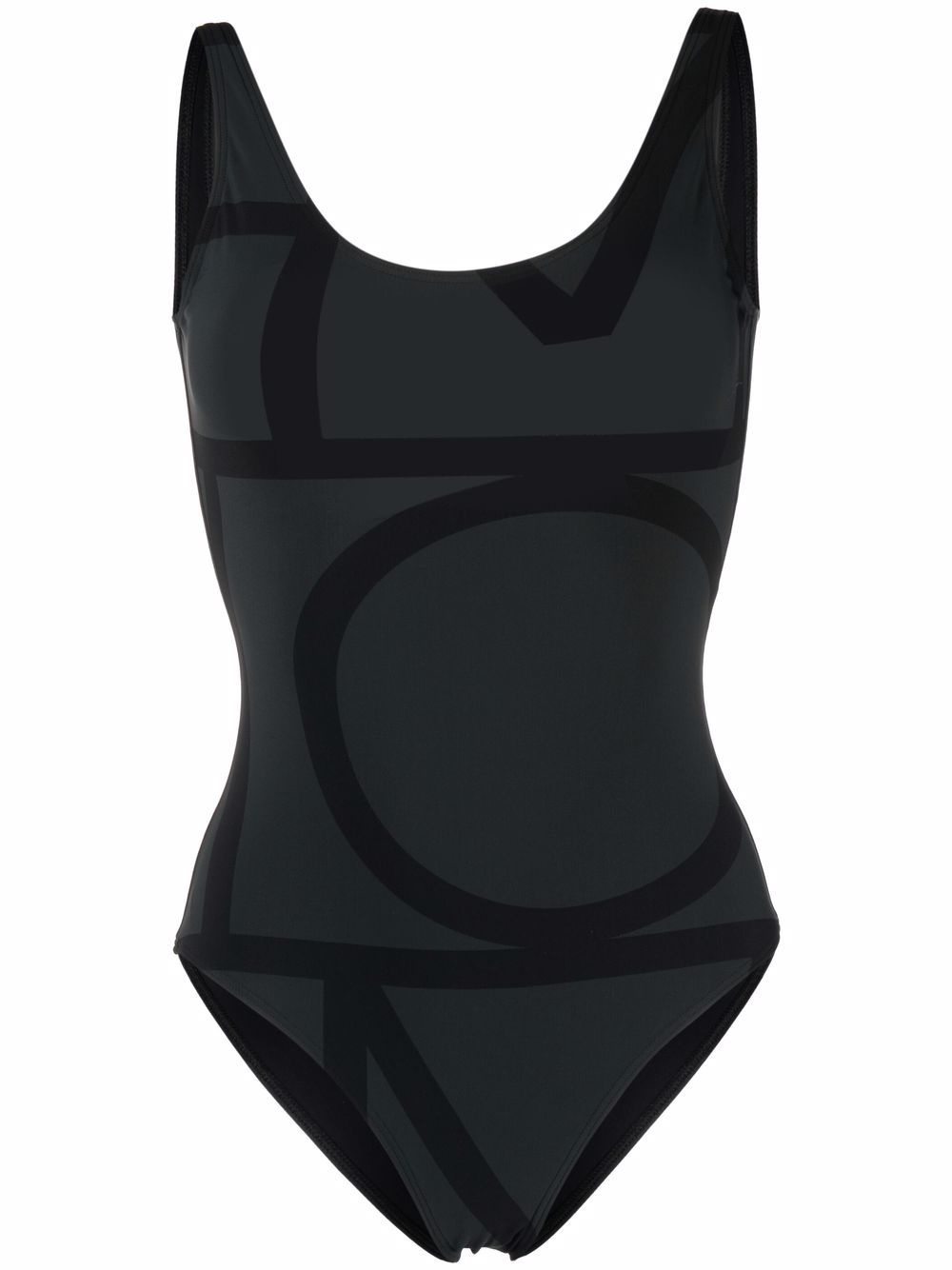 TOTEME monogram low-back swimsuit - Black von TOTEME