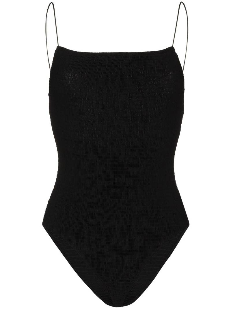 TOTEME smocked-details swimsuit - Black von TOTEME