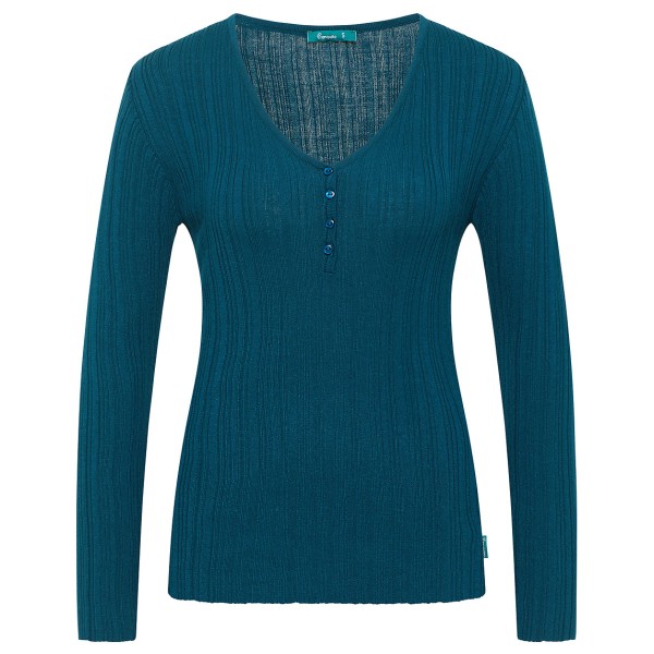 Tranquillo - Women's Seidiges Ecovero-Shirt V-Neck - Longsleeve Gr XS blau von Tranquillo