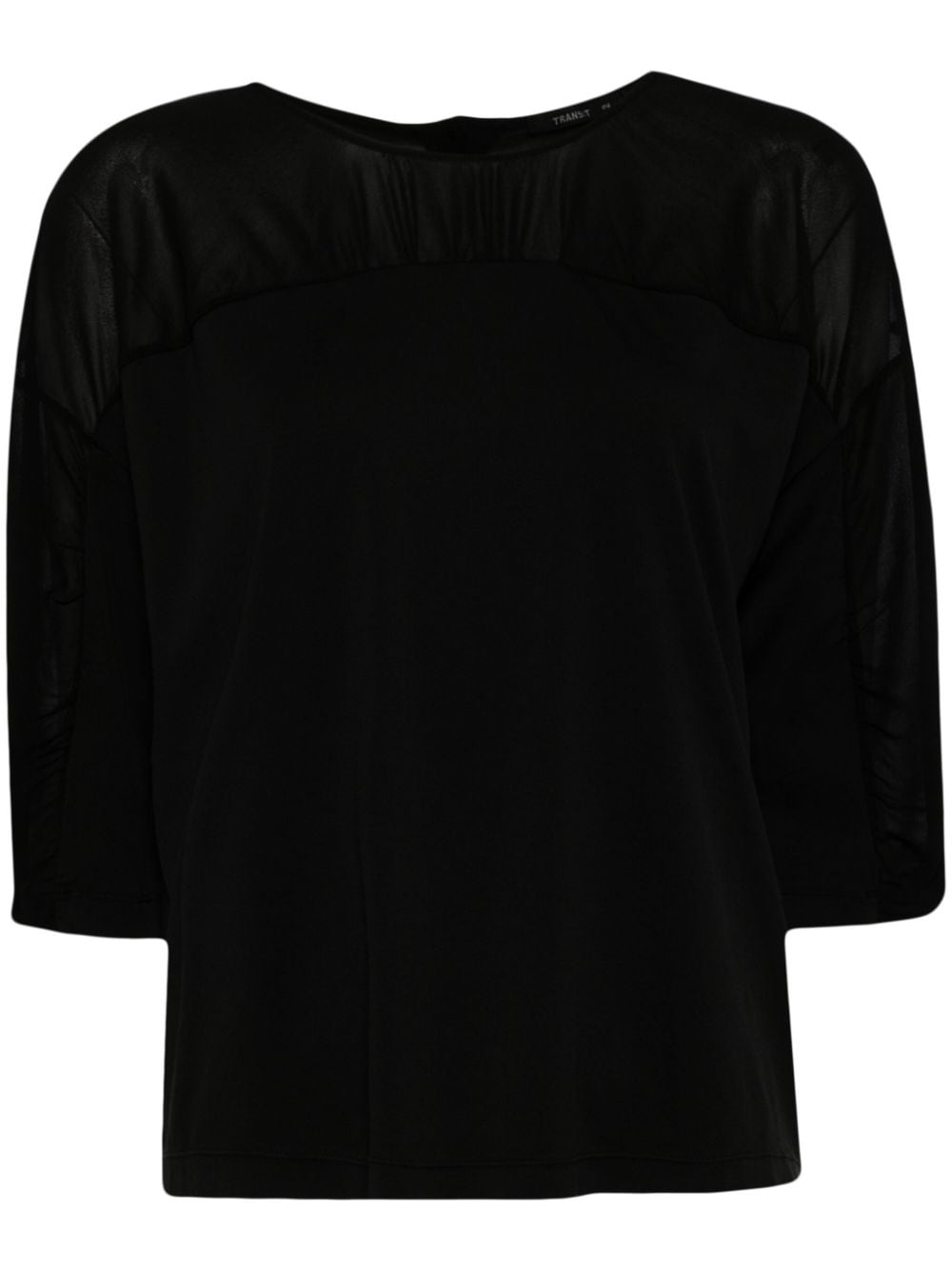 Transit gathered three-quarter-sleeved blouse - Black