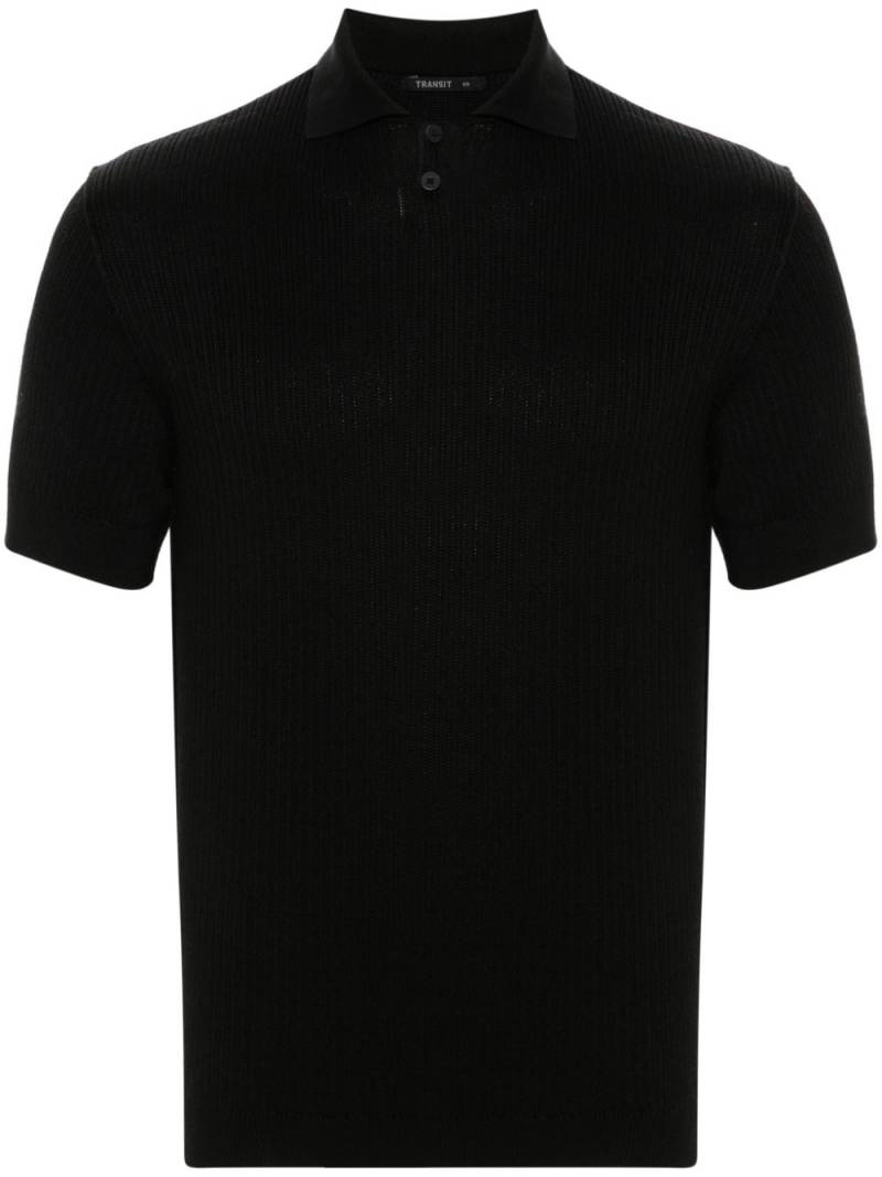 Transit ribbed-knit polo shirt - Black von Transit