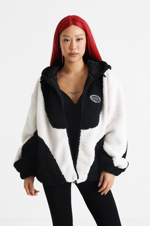 Trap X Bae Oversize Teddy Jacke | Schwarz + Offwhite | Damen  | L von Trap X Bae