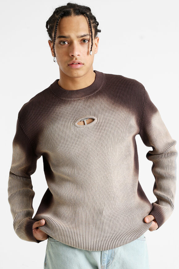 Trap Gerippter Strickpullover | Braun + Beige | Herren  | L von Trap