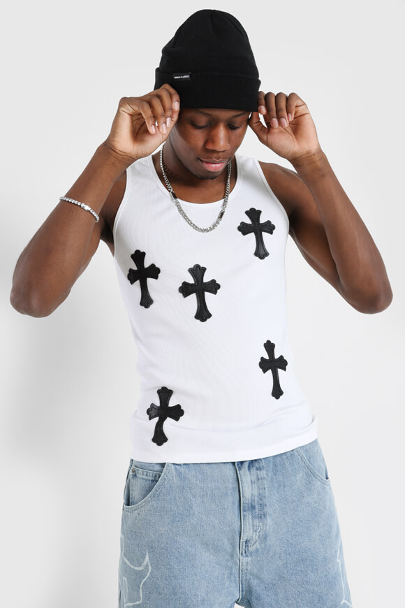 Trap Geripptes Tanktop | Weiss + Schwarz | Herren  | L von Trap