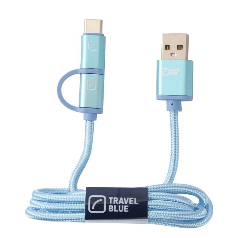 2 in 1 Charge Cable in Blau von Travel Blue