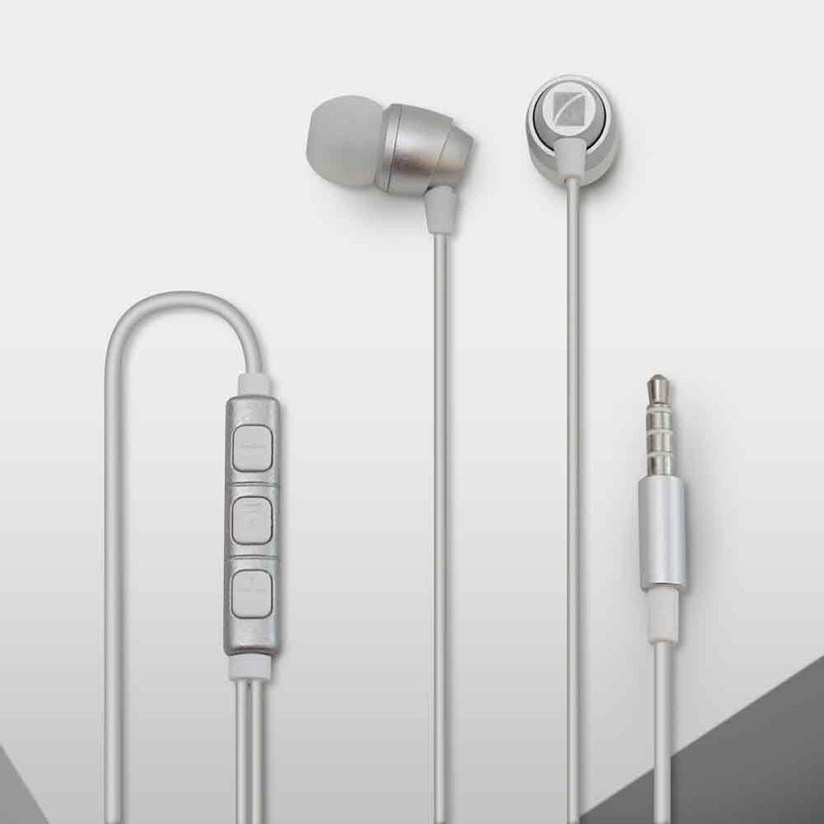 Microphone +Volume Control Earphones in Silber von Travel Blue