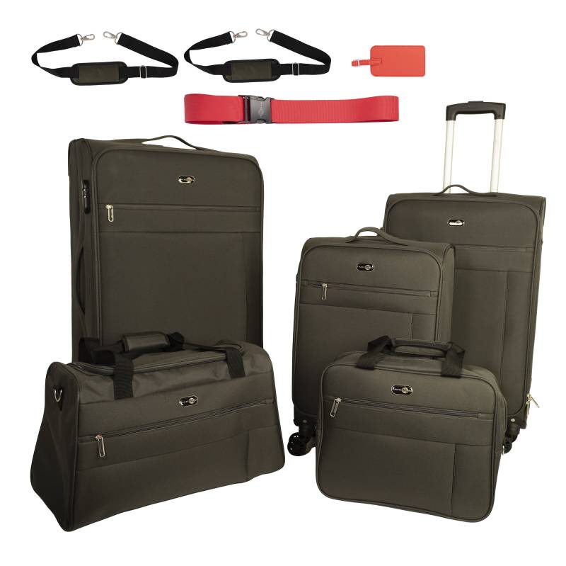 Travel Pal Trolleyset »Reisegepäck Trolley-Set PALMA«, (Set, 7 tlg.), 3 Koffer S/M/L, Reisetasche, Fliegetasche, Kofferanhänger, Koffergurt von Travel Pal