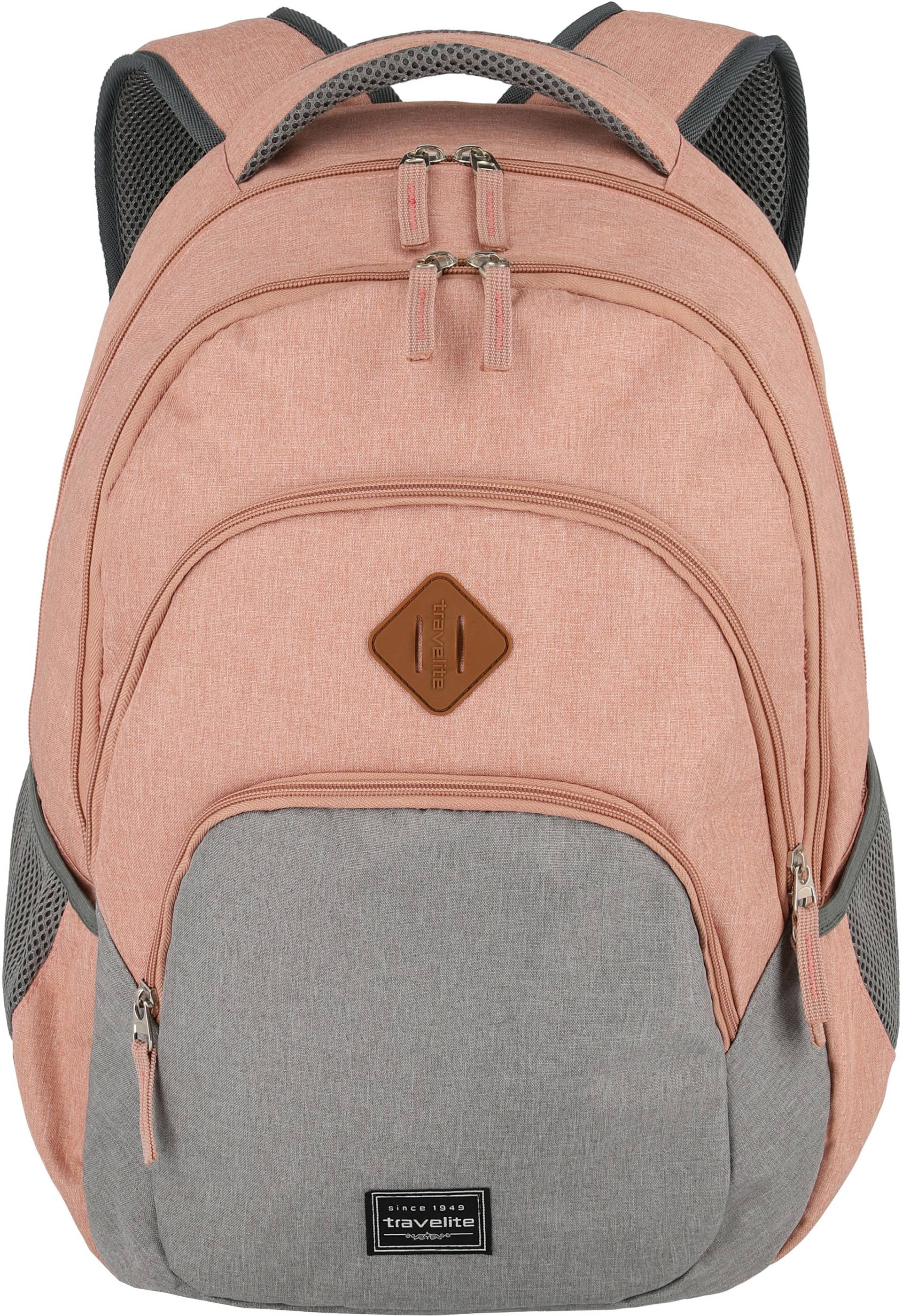 travelite Laptoprucksack »Basics Melange, rosa/grau«, Arbeitsrucksack Schulrucksack Freizeitrucksack mit 15-Zoll Laptopfach von Travelite