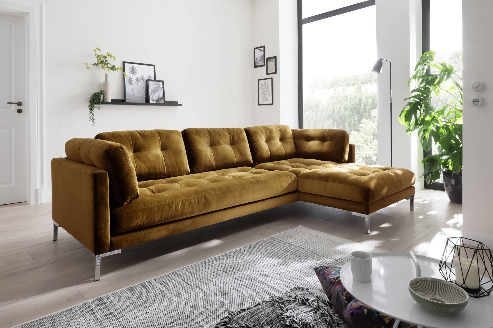 Trends by HG Ecksofa »Landau L-Form«, in Cord-Stoff mit Metallfuss von Trends by HG